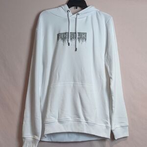SikSilk Creep White Rhinestone Pullover Street Hoodie size Large